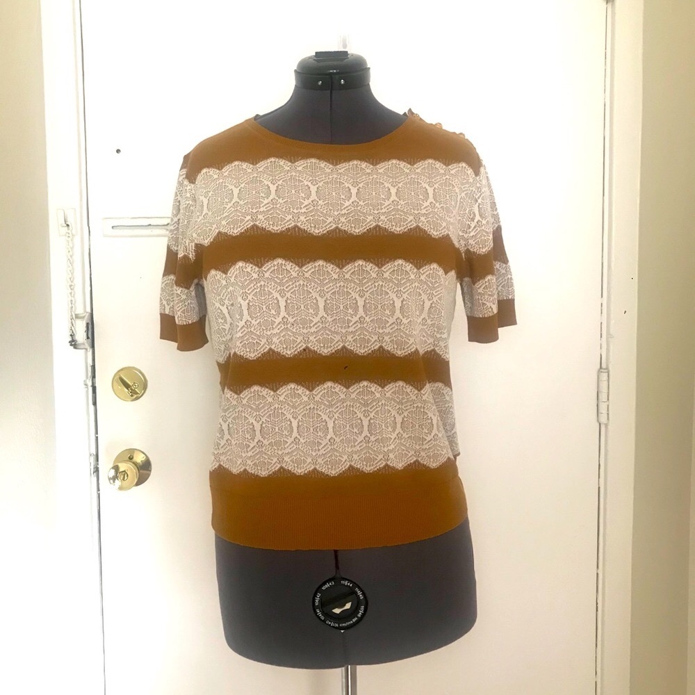 Cotton fine knit crew neck top